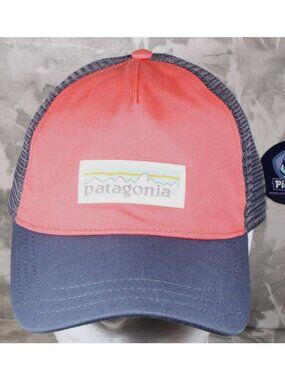 Patagonia Spell Out Trucker Hat Salmon Blue Adjustable‎ Snapback